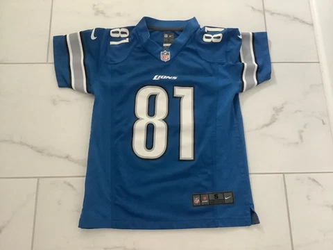 CALVIN JOHNSON Nike DETROIT LIONS #81 Blue Jersey - Youth Small Cover