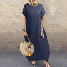 Zanzea Women Short Sleeve Bright Flora Shirt Dress Long Maxi Dress Sundress Plus