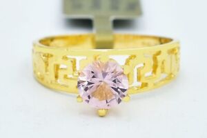 NATURAL 0.98 Cts MORGANITE SOLITAIRE GREEK STYLE RING 10K GOLD - Free Appraisal