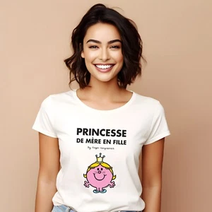 Women's Short Sleeve T-Shirt PRINCESS FROM MOTHER TO DAUGHTER White Color - Picture 1 of 3