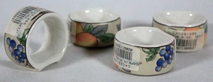 RARE MIKASA INTAGLIO SERIES GARDEN HARVEST PATTERN SET OF 4 NAPKIN RINGS NIB - Picture 1 of 6