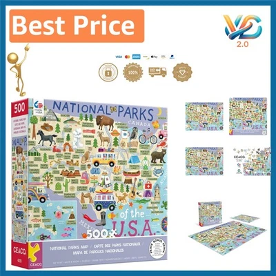 Rompecabezas de 500 piezas mapa de parques nacionales - regalo perfecto para amantes de la naturaleza Foto 1 de 4