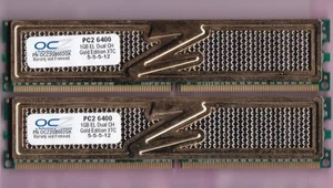 2GB 2x1GB OCZ OCZ2G8002GK GOLD EDITION XTC DDR2-800 PC2-6400 Gamer Memory Kit - Picture 1 of 2