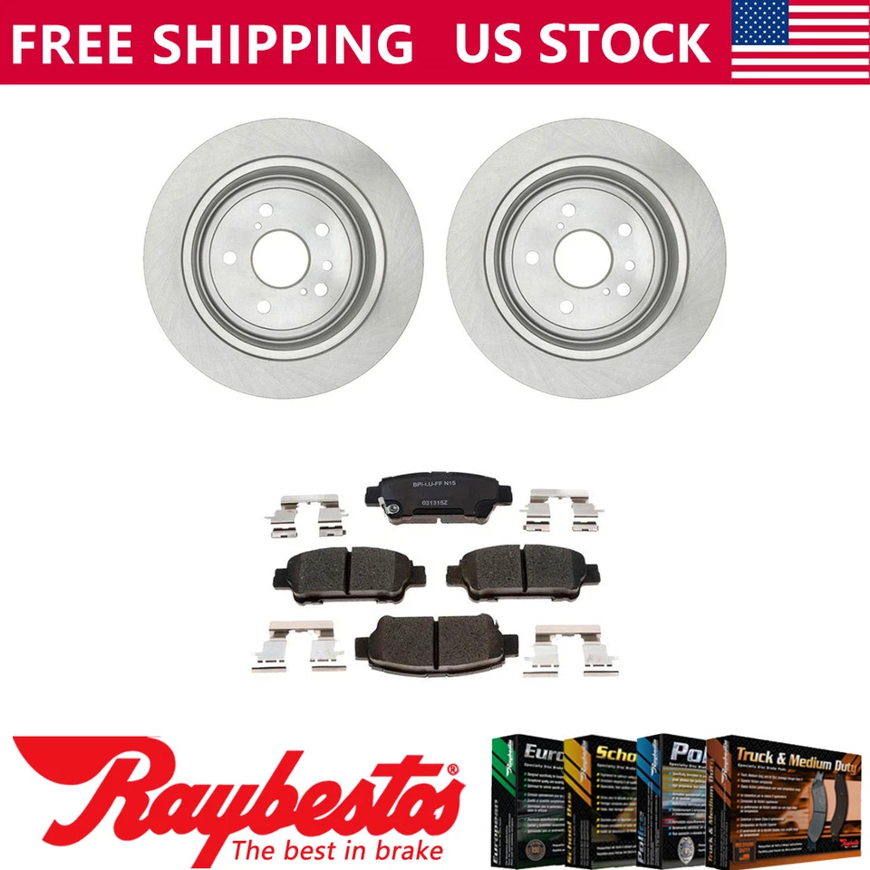 Kit de rotores de freno traseros + pastillas de cerámica y herrajes para Toyota Sienna 2004-2010 Foto 1 de 4