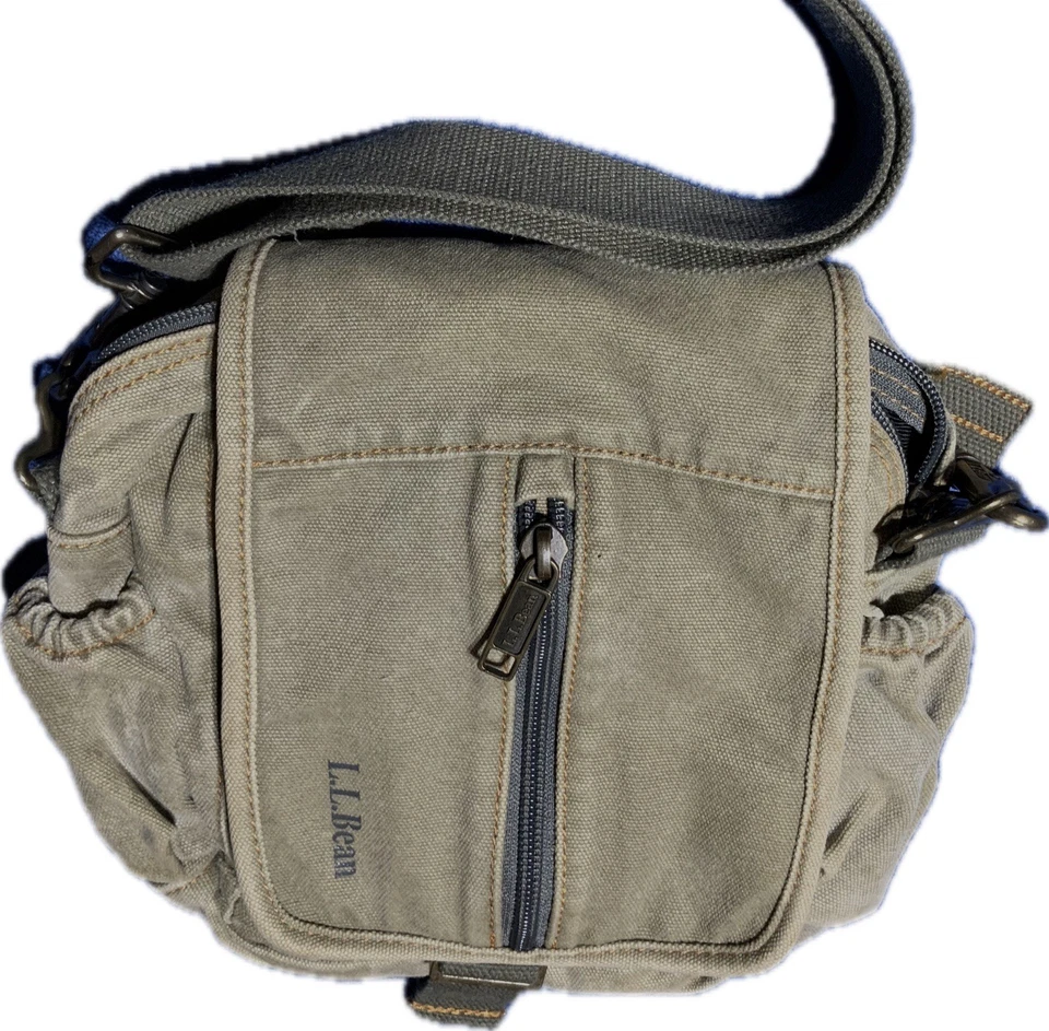 Bolso Bandolera Mensajero de Lona LL Bean Vintage Verde Ejército Bolso Utilitario Pequeño Foto 1 de 4