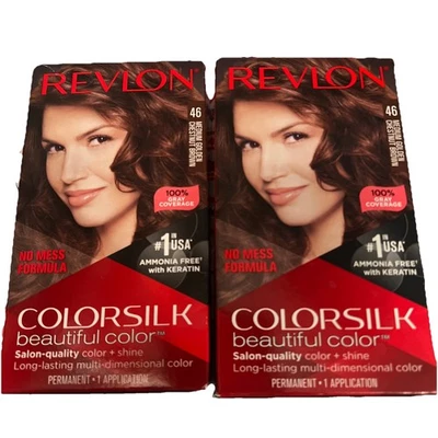 2 Revlon Colorsilk Beautiful Color 46 Medium Golden Chestnut Brown Permanent Dye - Image 1 of 2