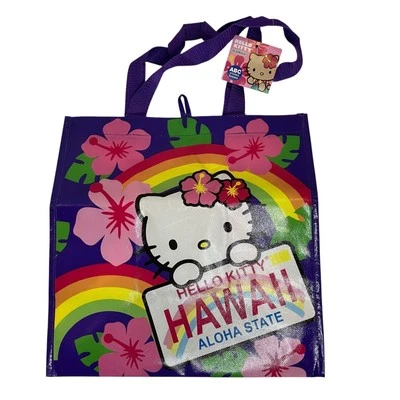 Nuevo con etiquetas Bolso de Mano Sanrio Hello Kitty Hawaii Púrpura Reutilizable ABC Tiendas Exclusivo Foto 1 de 4