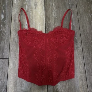 Urban Outfitters Out From Under Lace Corset Size Small Red Sexy Coquette Top - Picture 1 of 6