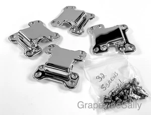 Set of 4 NEW CHROMED 1930's DOUBLE DOOR GE Monitor Top Refrigerator Door Hinges - Picture 1 of 10
