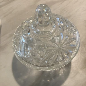 Vintage Anchor Hocking Star of David Starburst piatto caramelle e coperchio vetro pretagliato - Foto 1 di 3