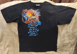 Universal Studios Dueling Dragons Roller Coaster Stats Off-Center T-Shirt Sz L - Picture 1 of 8
