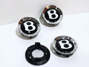 Bentley Continental Gt, Gtc & Flying Spur Genuine Black Center Wheel Cap Set X 4 - Picture 1 of 6
