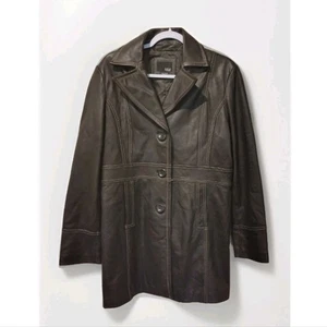 Vintage ANA Ledermantel braun Oberbekleidung oberschenkellang Western Icon Indie L - Bild 1 von 13