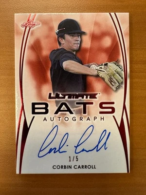 Corbin Carroll 2019 Leaf Ultimate Bats Autographed Card Red /5 AZ Diamondbacks - Image 1 of 2