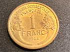 1944 French West Africa 1 Franc Coin Km2 Au