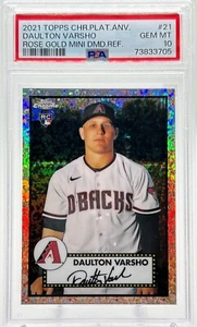 PSA 10 Daulton Varsho Topps Chrome Plat. Anniv. Rose Gold Refractor Rookie /75 - Picture 1 of 2