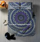 4 PC Set Indian Mandala Bed Quilt Queen Duvet Cover & bed Sheet with 2 pc Pillow