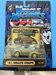1/64 MUSCLE MACHINES 1941 WILLYS COUPE SILVER/BLUE B36 - Picture 1 of 2