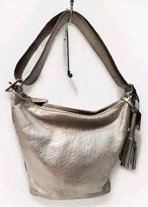 COACH LEGACY METALLIC PLATINUM PEBBLED LEATHER DUFFLE #19894 - Picture 1 of 12