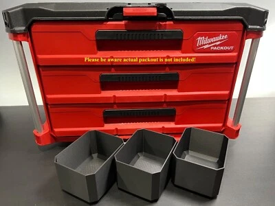 (3-Pack) 3D Storage Bins for Milwaukee PACKOUT 3-Drawer Tool Box (48-22-8443) - Image 1 of 4
