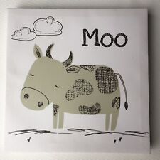 Moo Cow Wall Art Print Baby Child Kid Bedroom Nursery Decor Hanging Canvas 12"