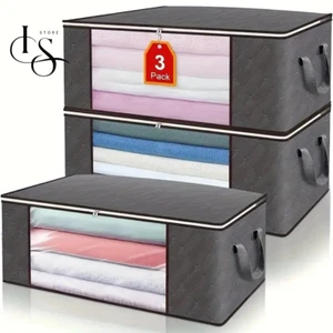Set 3 Contenitori 35L Scatole Salvaspazio Indumenti-Organizer Armadio Vestiti - Foto 1 di 7