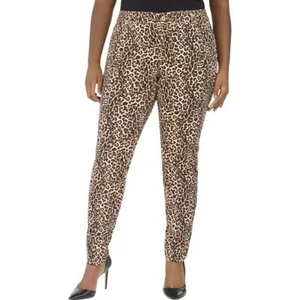 INC Womens Brown Leopard Animal Print Skinny Leg Pants Size 4P - Picture 1 of 8