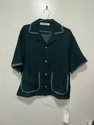 NEW about:blank | Whipstitch Resort Shirt Epsom Green/White Size Small Button Up - Image 1 of 4