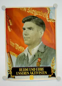 altes DDR Plakat Ruhm und Ehre unseren Aktivisten 1951 - Bild 1 von 7