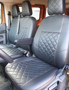 Sitzbezüge nach Maß Kunstleder Rautenmuster K2 Rot passend für Iveco Daily IV - Bild 1 von 5