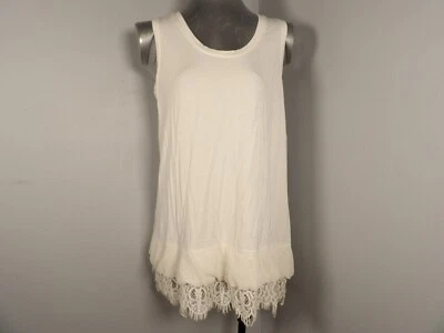 Top sin mangas de gasa con encaje y ribete Daisy Fuentes marfil para mujer Foto 1 de 4