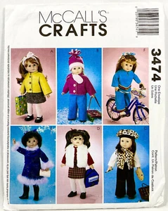 2001 McCalls Sewing Pattern 3474 18" Doll Wardrobe 6 Outfits Vintage UNCUT 12760 - Bild 1 von 2