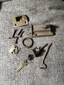 Rim lock w/ deadbolt cylinder catch keys vintage ANTIQUE door hardware Ilco. - Picture 1 of 3