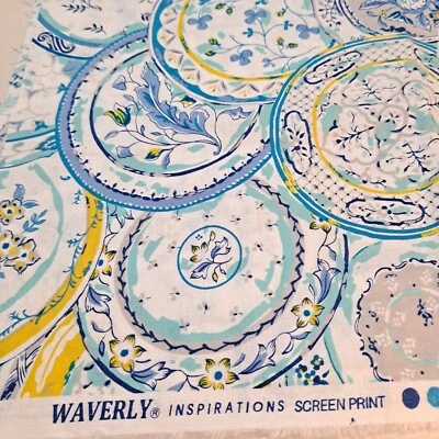 Inspirations China Shop Dinner Plates Cotton Fabric 34"x 44 Waverly Impressions  - Image 1 of 4