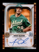 MATT OLSON 2022 TOPPS TRIBUTE ORANGE ON CARD AUTOGRAPH AUTO #15/25 S8216