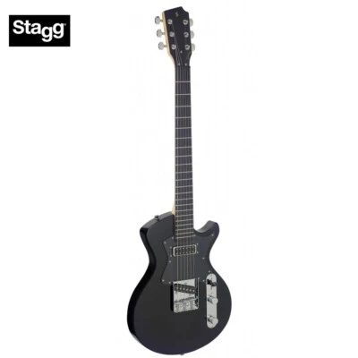 Stagg Silveray Series Custom Flat Top Alder Body Electric Guitar Black SVY CST B - Image 1 of 4