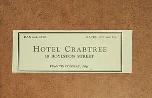 Vintage Antique Boston MA - Hotel Crabtree - 1929 Art Print AD Decor  - Picture 1 of 1