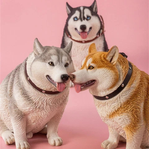 JXK 1/6 Fat Husky Model Animal Cute Dog Funny Collector Decoration Kids Gift Toy Cover