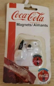 Vintage 1995 Coca Cola Polar Bear Fridge Magnet With Bottle Opener - Picture 1 of 2