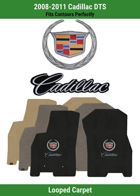 Alfombrillas delanteras Lloyd Loop para '08-11 DTS con escudo Cadillac 1 plateado con plata sobre negro Foto 1 de 4