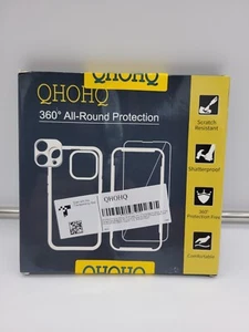 QHOHQ Black IPhone 14 Pro Case with 2-Pack screen protector & 2 Pack camera lens - Zdjęcie 1 z 4