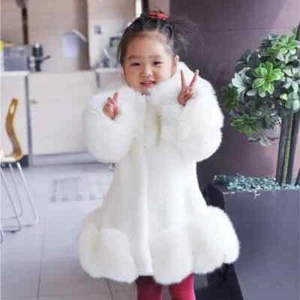 New Kids Boutique Coat Thicken Fur Autumn Fox Hair Cotton Warm Large Fur Collar - Picture 1 of 8