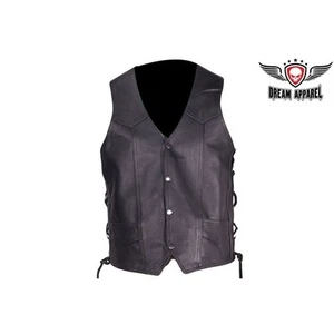 Men's Leather Vest With Concealed Carry Pockets - free shipping - Foto 1 di 9