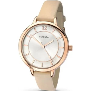 Sekonda Ladies cream faux Leather rose gold fashion Watch 2137 RRP £29.99