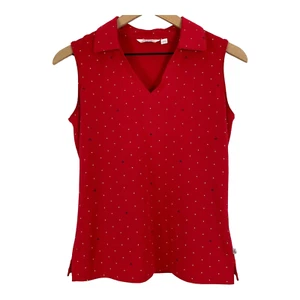 Lady Hagen Womens Tank Top Size XS Sleeveless Golf Shirt Collared Red White Blue - Picture 1 of 8