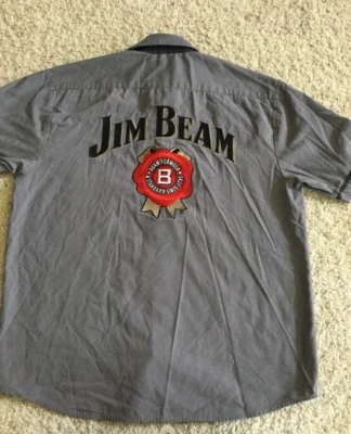 Camisa Jim Beam Kentucky Bourbon Whiskey bordada Pit Crew Patch média M - Imagem 1 de 4