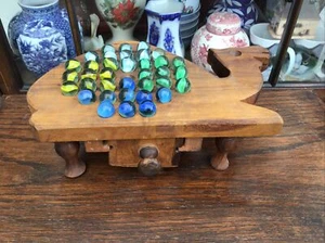 Vintage Handmade Wooden Solitaire Game In Form Of A Camel. & Glass Marbles - Picture 1 of 12