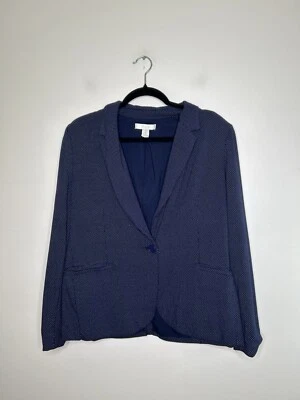 Chaqueta Blazer Chico’s Azul Blanco Lunares Frente Abierto Manga Larga Talla 2 Foto 1 de 4