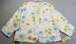 NEW Cherokee Button Up Shirt Women’s 2XL XXL Floral Long Sleeve Spring Sheer Top - Picture 1 of 12