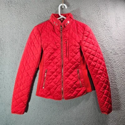 Chaqueta Zara Light Puffer Mujer XS Ajustada Acolchada Cremallera Completa Navidad Roja Foto 1 de 4